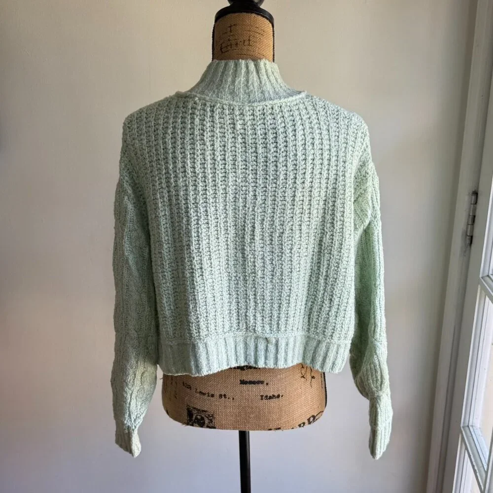 Free People - Merry Go Round Cable-Knit Sweater Mint - Women’s S​​